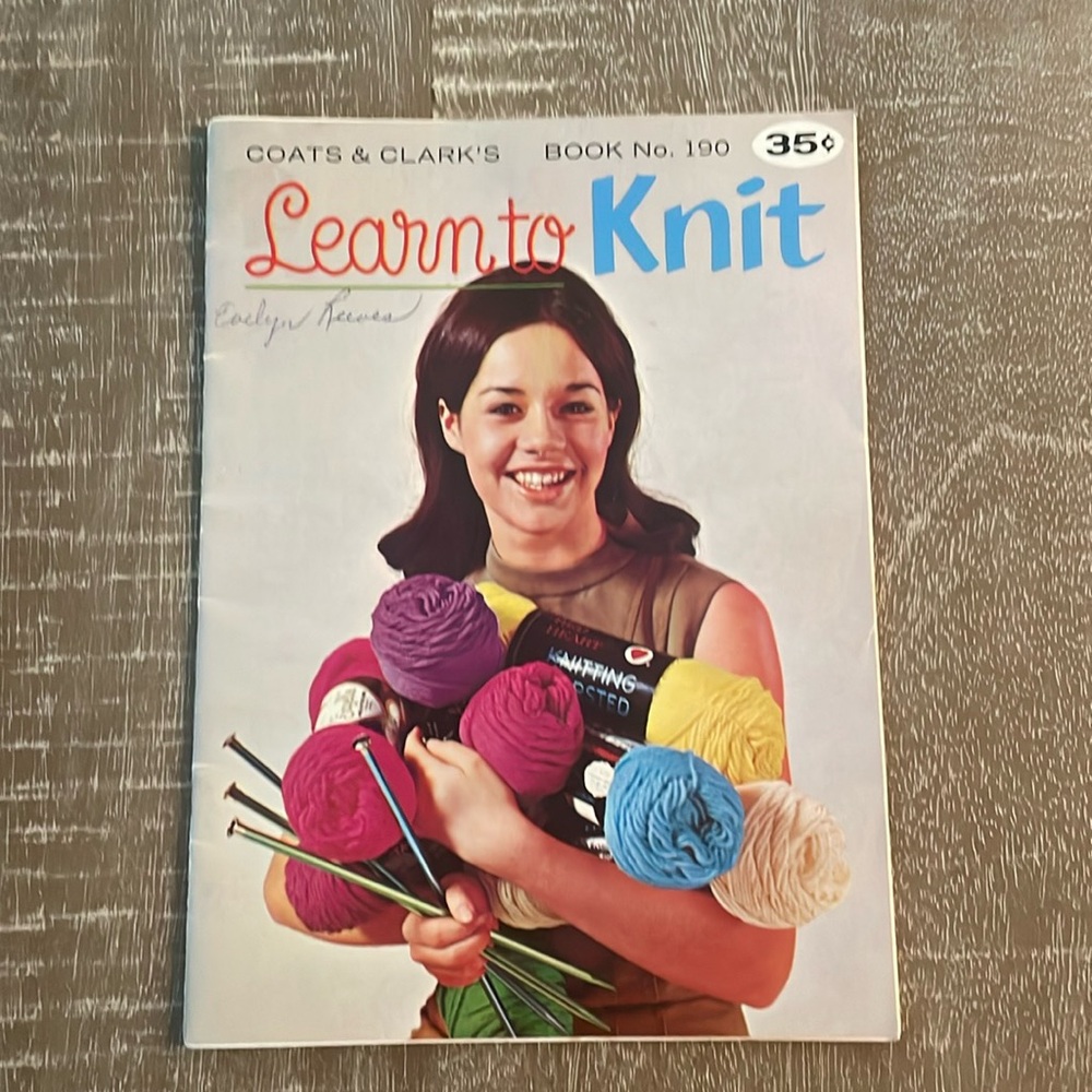 Vintage Knitting Booklet; Coats and Clark’s Book No. 190 Learn to Knit
